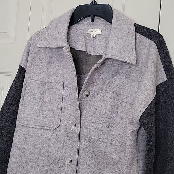 Anthropologie Two-Tone Gray Cozy Shacket Size Small - Picture 3 of 6